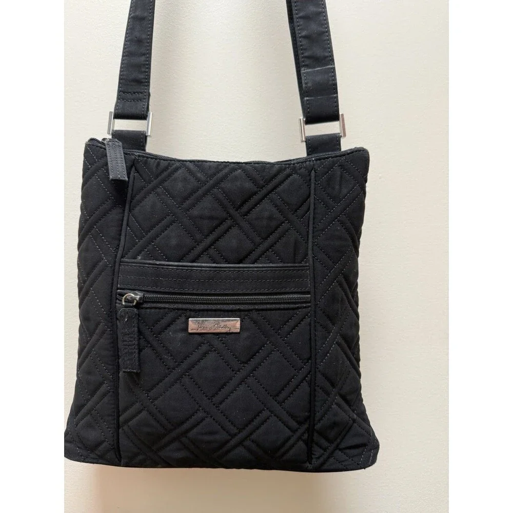 Vera Bradley Black Quilted Crossbody Handbag Hipster Purse Classic Adjustable